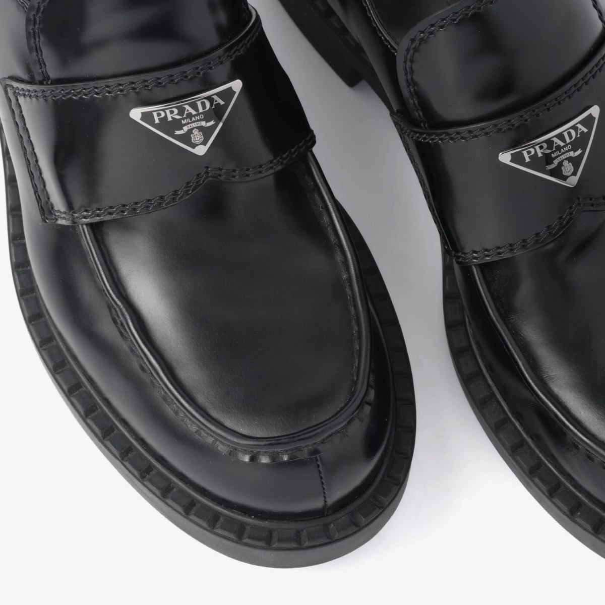 Prada brushed leather loafers