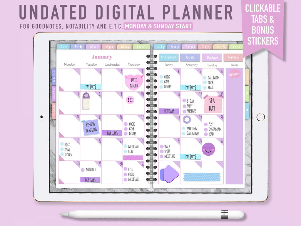 Undated Digital Planner - Purple
